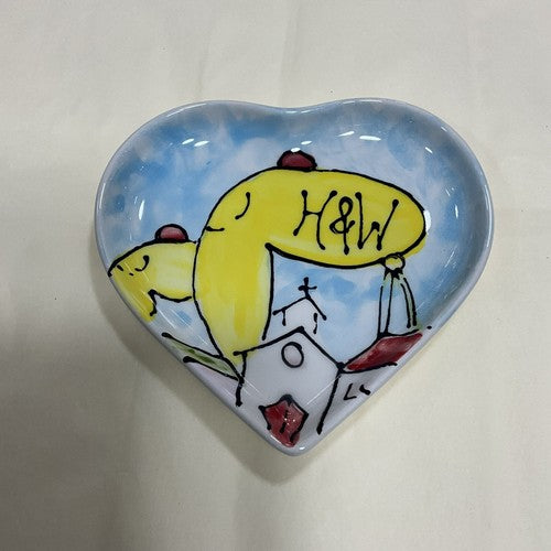 Harland & Wolf Crane Handpainted Heart Dish Baked In Belfast