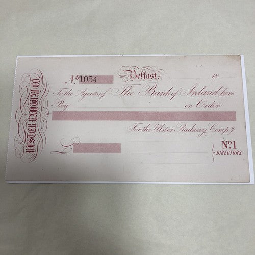 Irish Railwaymana Very Rare 1875 Cheque