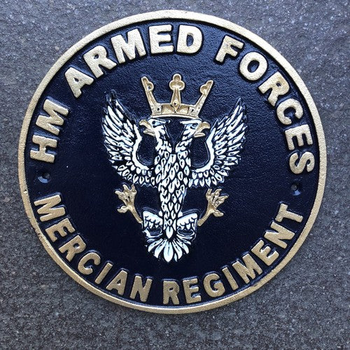 H M Armed Forces Mercian Regiment Cast Iron Sign