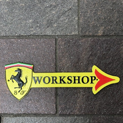 Ferrari Cast Iron Workshop Arrow Cast Iron Sign