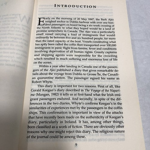 The Famine Ship Diary 1847 By Robert Whyte