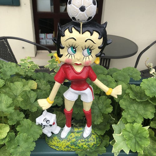Betty Boop Footballer Cast Iron Door Stop