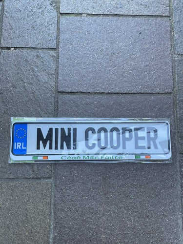 Mini Cooper Irish License Plate Sign