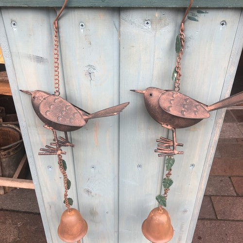 Two Robin Redbreast Hanging Metal Bell