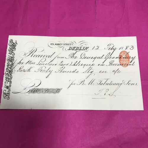 Payment Receipt From The Donegal Grand Jury