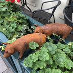 Pair Of Pigs Antiqued Style Garden Ornaments
