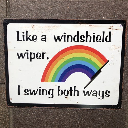 Like A Windshield Wiper I Swing Both Ways metal sign