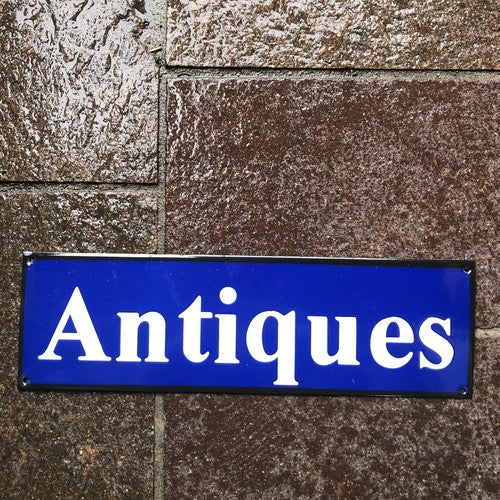 Antiques Enamel Sign