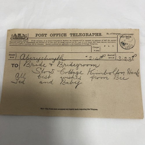 Post Office Telegraph Forms Seven Edwardian (1903)