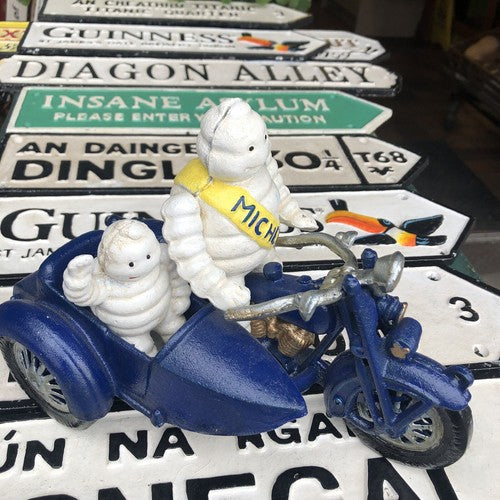 Michelin Man With Passenger In Side Car Cast Iron