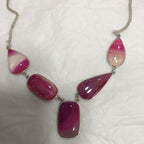 Genuine Pink Agate Quartz Gemstone Necklace
