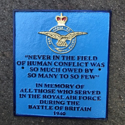 Never In The Field Of Human Conflict Cast Iron Sign