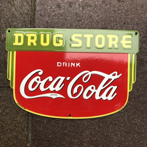 Coca Cola Drug Store Enamel Sign