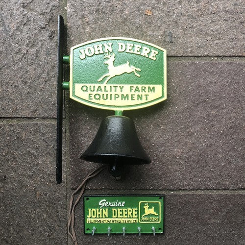 John Deere Cast Iron Bell & Key Rack