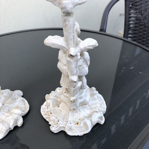 Pair Of Cast Iron Vintage Style Candleholders