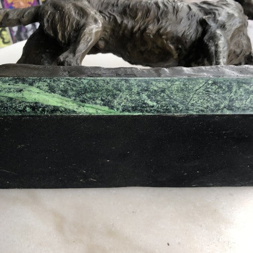 Bronze Gun Dog On Marble Base
