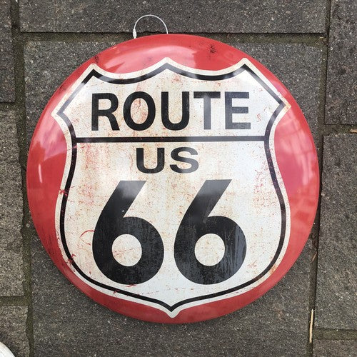 Route US 66 Domed 40 Cms Metal Sign
