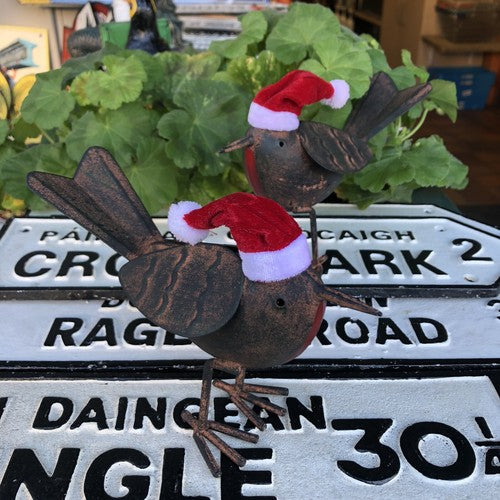 Pair Of Santa Robins