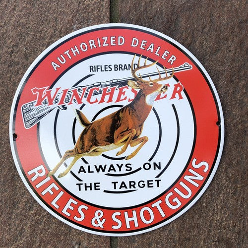 Winchester Always On Target Enamel Sign