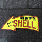 Fill Up With Shell Arrow Cast Iron Sign