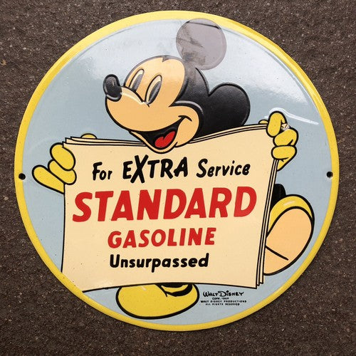 Micky Mouse Gasoline Enamel Sign