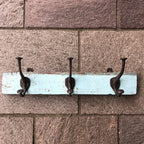 Distressed Vintage 3 Hook Wall Rack Powder Blue No2