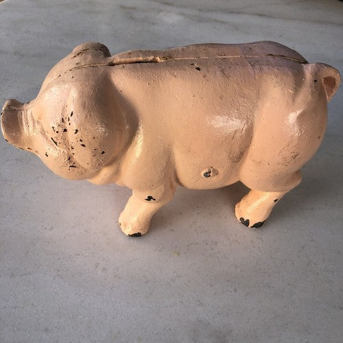 Original Vintage Cast Iron Pig Money Box