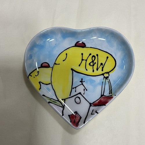 Harland & Wolf Crane Handpainted Heart Dish Baked In Belfast