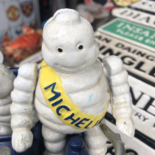Michelin Man With Passenger In Side Car Cast Iron
