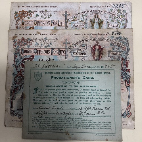 Abstinence Association Of The Sacred Heart Temperance Certificates Overseas Post
