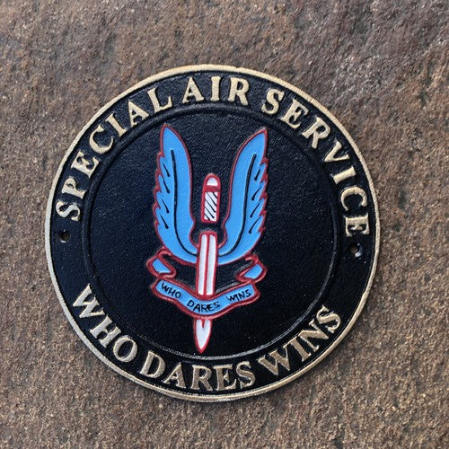 Special Air Force Service Who Dares Wins Cast Iron Sign