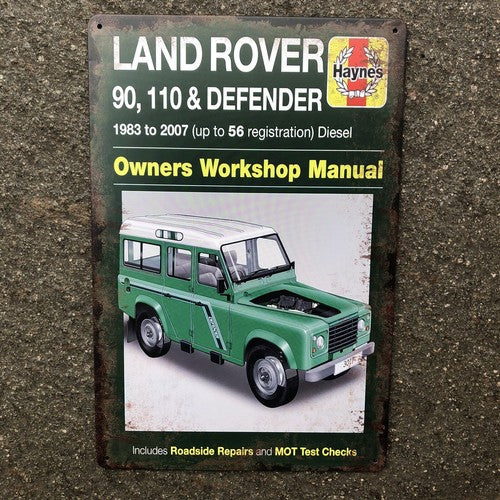 Landrover Haynes Manual Metal Sign New Design