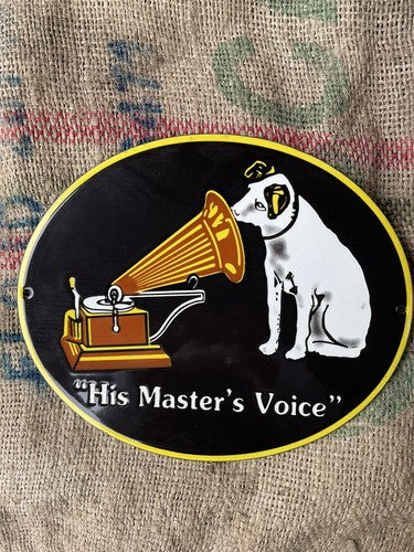 His Masters Voice Enamel Sign Vintage Style