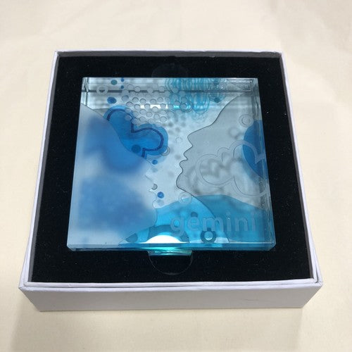 Spaceform Gemini Glass Block 3 Inches Square Boxed
