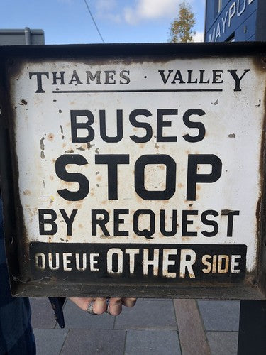 Thames Valley Buses Stop Request Double Sided Enamel Sign Original