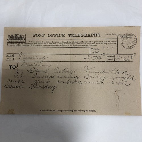 Post Office Telegraph Forms Seven Edwardian (1903)