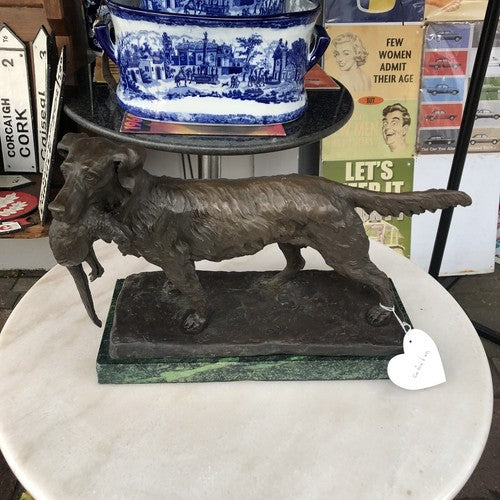 Bronze Gun Dog On Marble Base