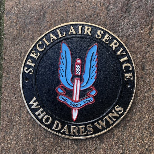 Special Air Force Service Who Dares Wins Cast Iron Sign
