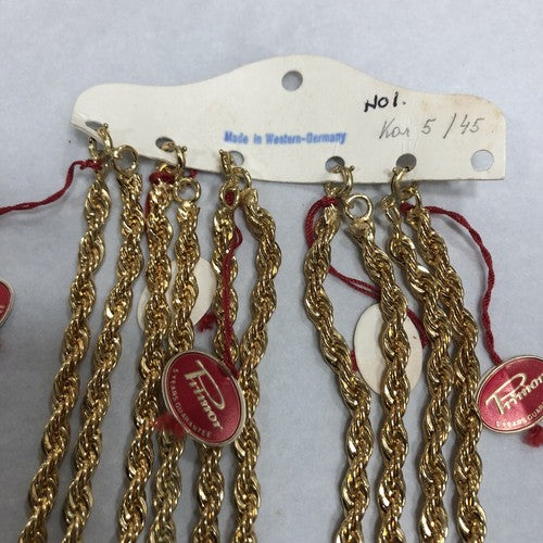 Primor Gold Plated Card Of Five 17 Inch Chain