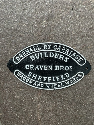 Darnell Ry Carriage Builders Sheffield Cast Iron Sign