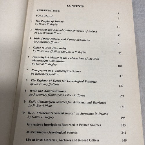 Irish Genealogy A Record Finder By Donal F Begley