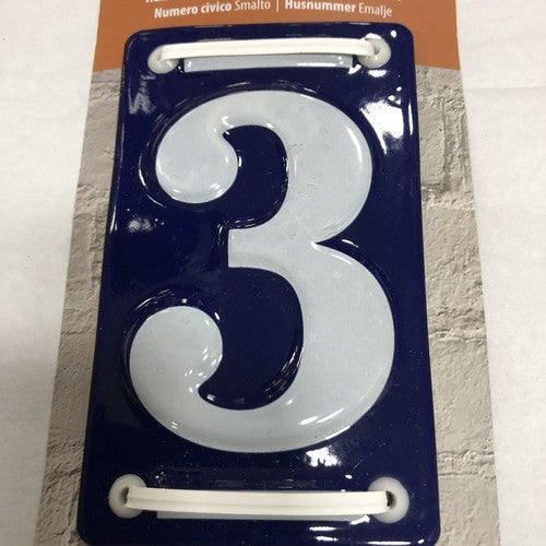 Enamel House Number 3 French Style