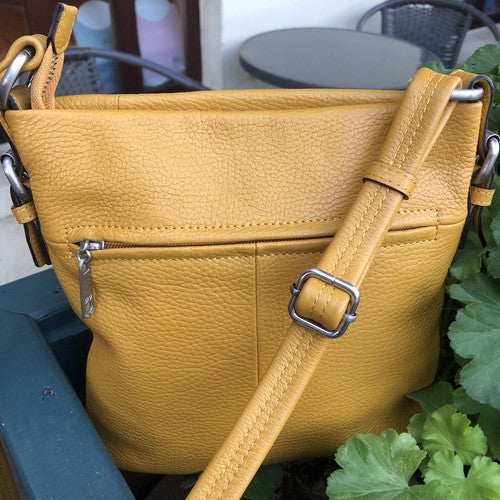 GG Fratelli Leather Yellow Cross Body Bag