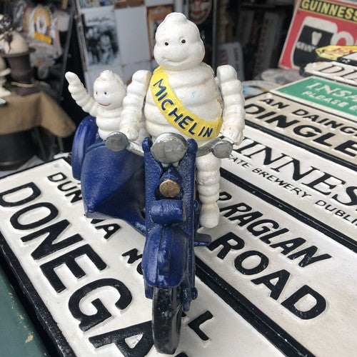 Michelin Man With Passenger In Side Car Cast Iron