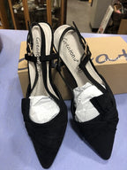 Black Sling Backs Leather Insole Size 5