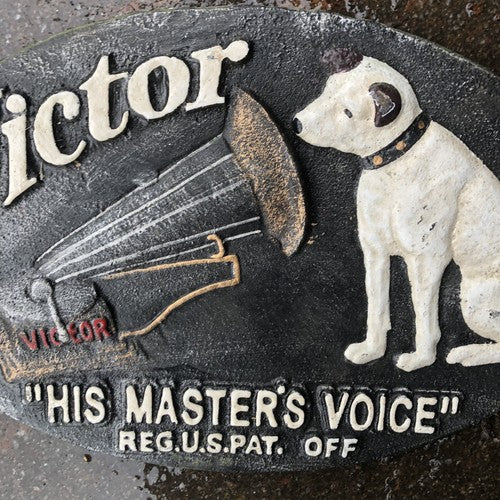 Victor His Masters Voice Cast Iron Sign