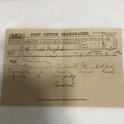 Post Office Telegraph Forms Seven Edwardian (1903)