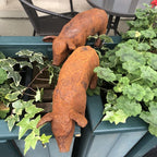 Pair Of Pigs Antiqued Style Garden Ornaments