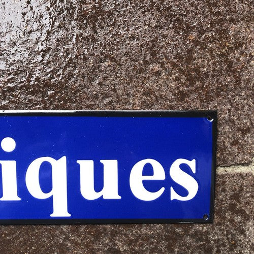 Antiques Enamel Sign