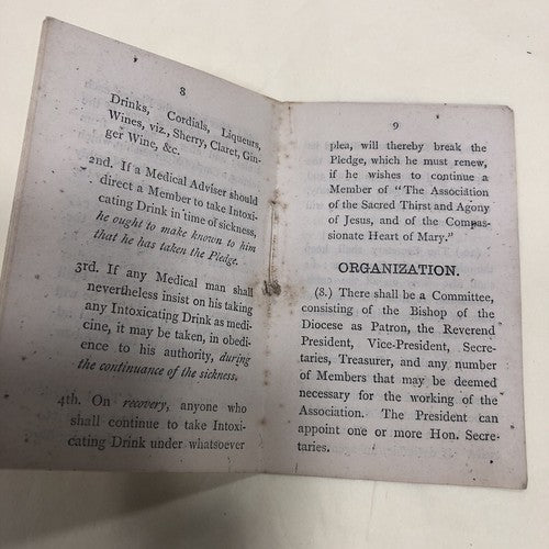 Catholic Booklet Total Abstinence Association Overseas Post Available